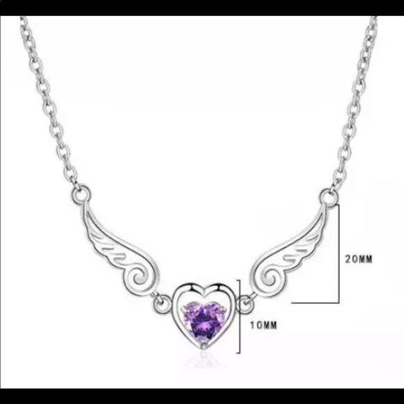 NEW Purple Heart Angel Wing Necklace - Picture 4 of 4
